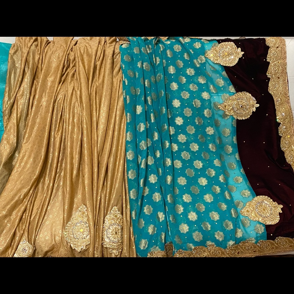 Half And Half Sari In Beautiful Combination Color. - image 1